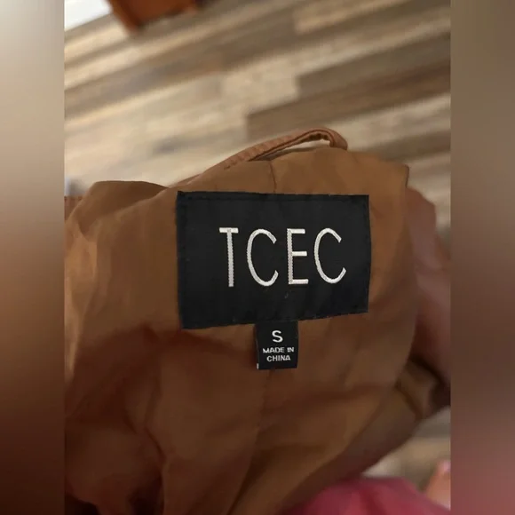 TCEC Tan Leather Moto Jacket with Stand-Up Collar - Picture 6 of 7